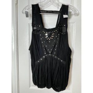 Free People Embellished Mirror Jeweled Jewel Ornate Exotic Blouse Top NWT